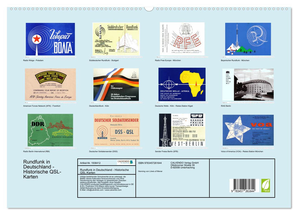 Rundfunk in Deutschland - Historische QSL-Karten (CALVENDO Premium Wandkalender 2026)