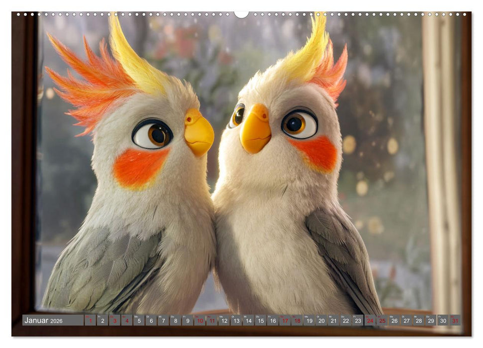Klein, laut, lustig - Nymphensittiche (CALVENDO Premium Wandkalender 2026)