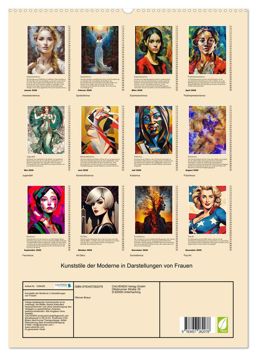 Kunststile der Moderne in Darstellungen von Frauen (CALVENDO Premium Wandkalender 2026)