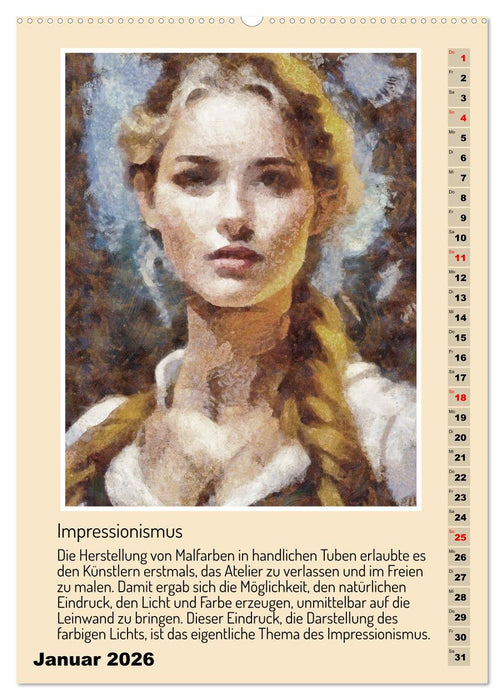 Kunststile der Moderne in Darstellungen von Frauen (CALVENDO Premium Wandkalender 2026)