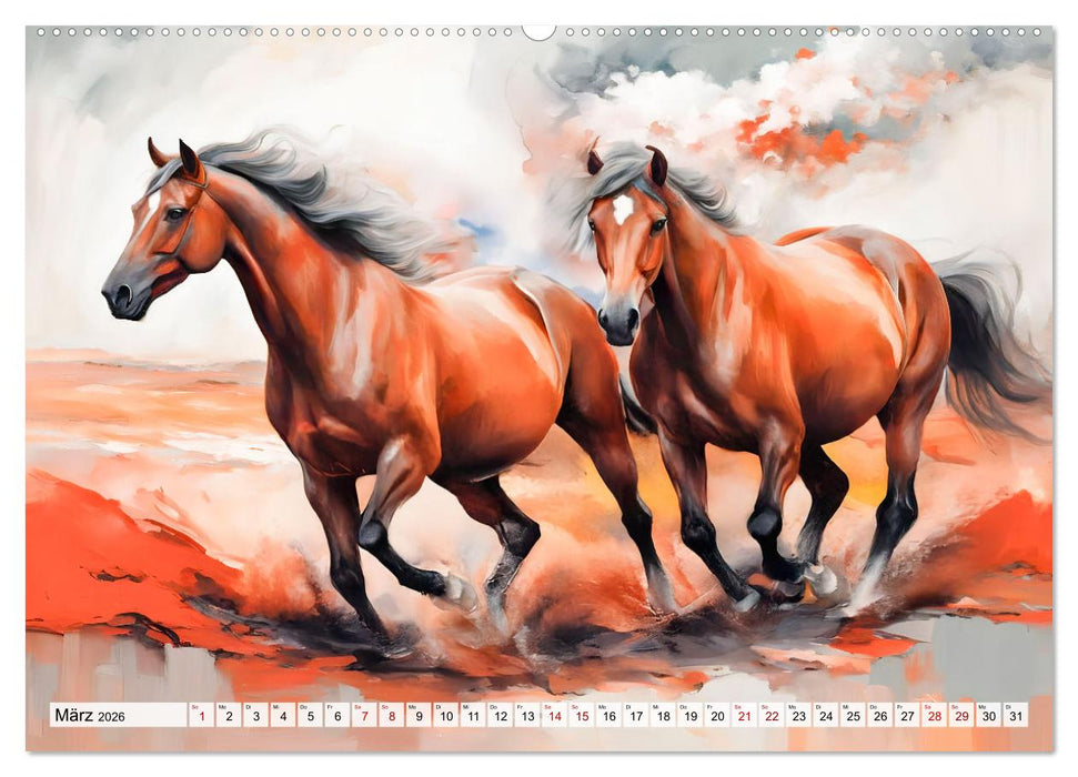 Jahr des Pferdes - Der unbezähmbare Geist der Pferde (CALVENDO Premium Wandkalender 2026)