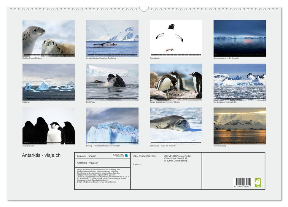 Antarktis - viaje.ch (CALVENDO Wandkalender 2026)