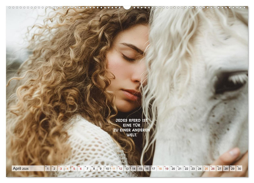 Pferde und Seelensprüche (CALVENDO Wandkalender 2026)