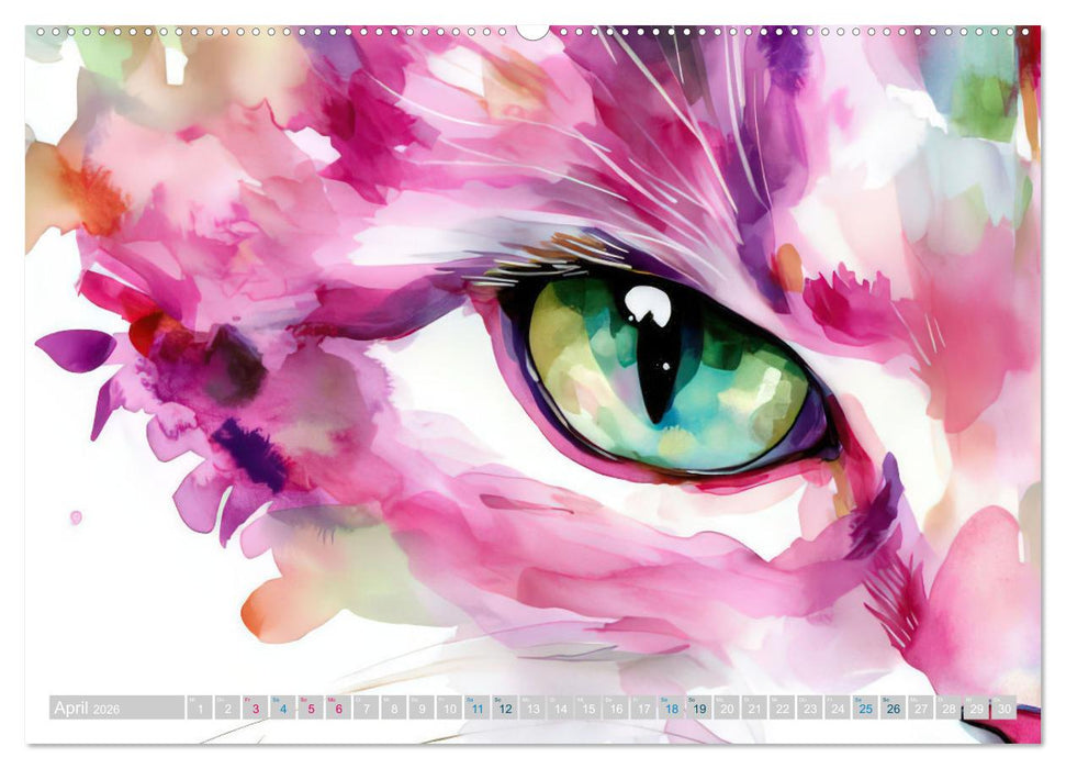 Katzensymphonie in Aquarell (CALVENDO Premium Wandkalender 2026)