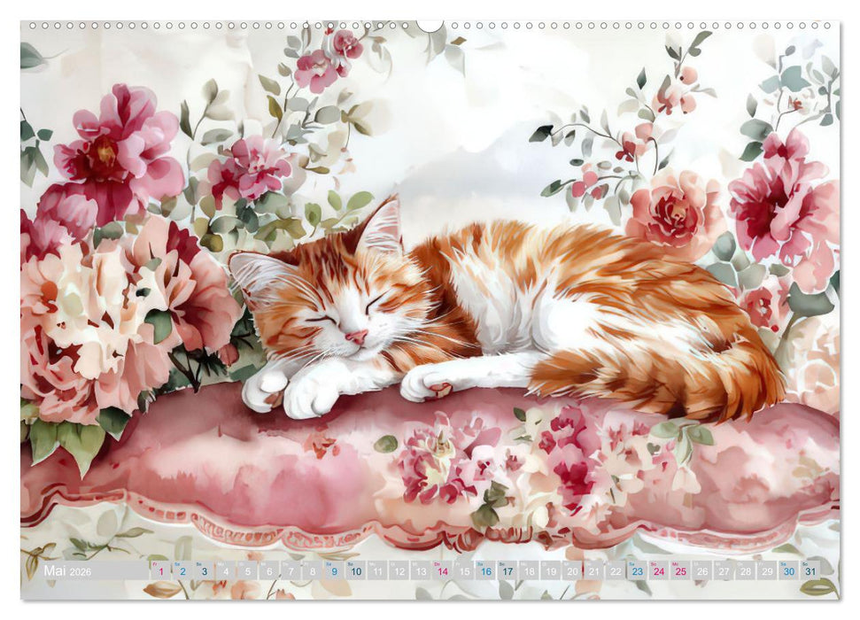 Katzensymphonie in Aquarell (CALVENDO Premium Wandkalender 2026)