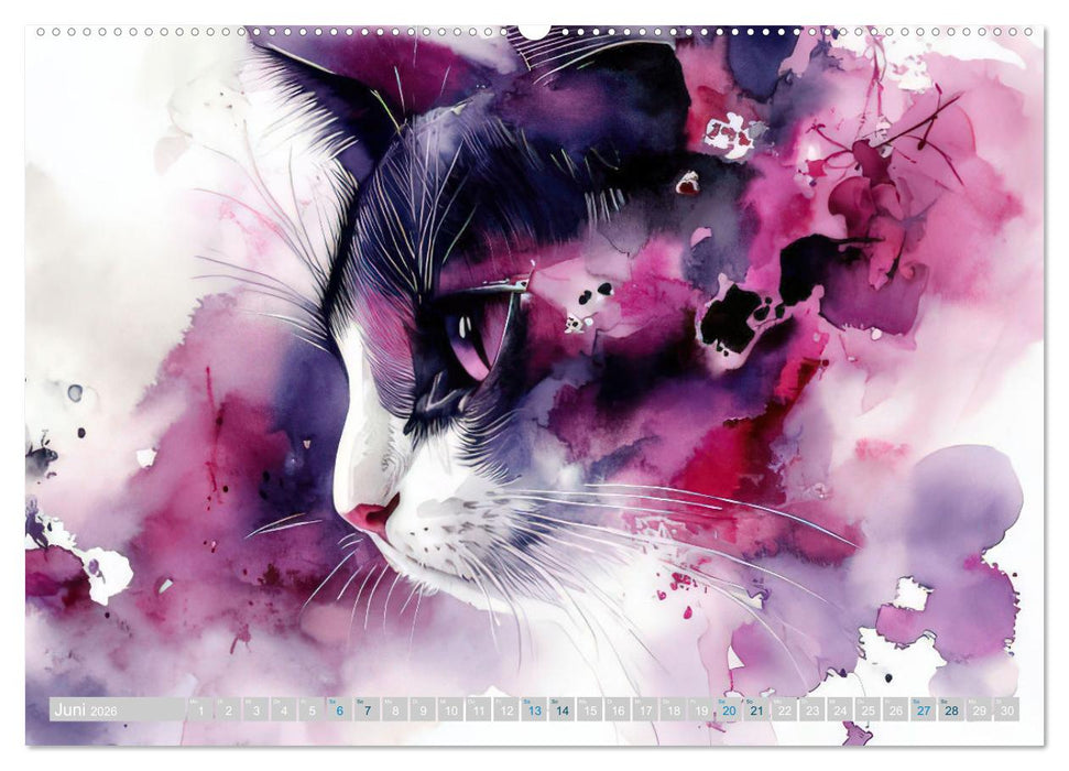 Katzensymphonie in Aquarell (CALVENDO Premium Wandkalender 2026)