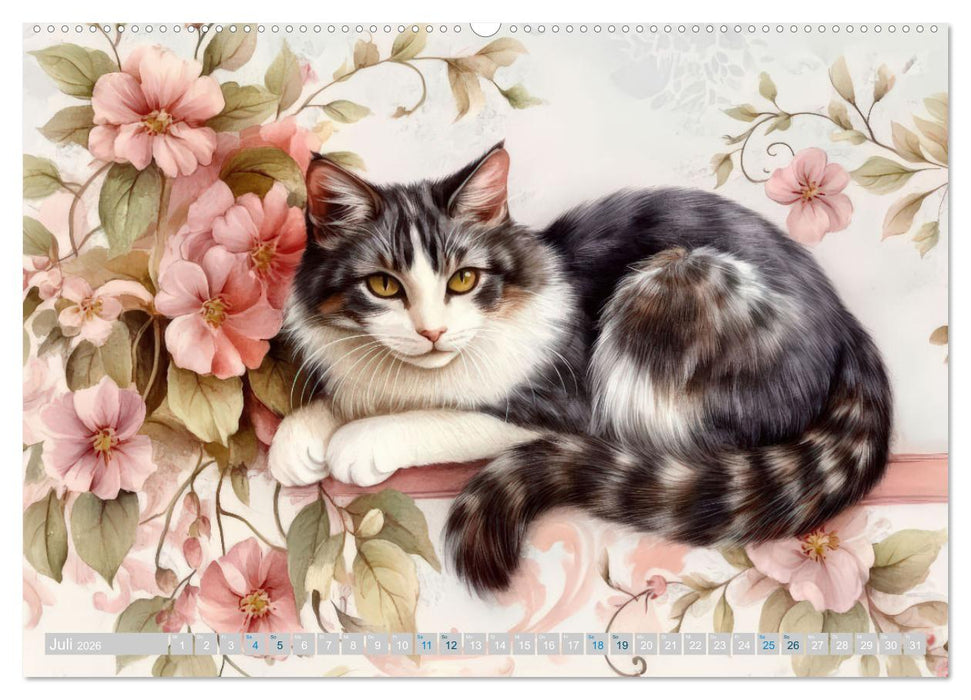 Katzensymphonie in Aquarell (CALVENDO Premium Wandkalender 2026)