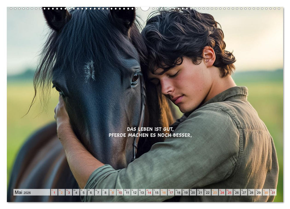 Pferde und Seelensprüche (CALVENDO Premium Wandkalender 2026)