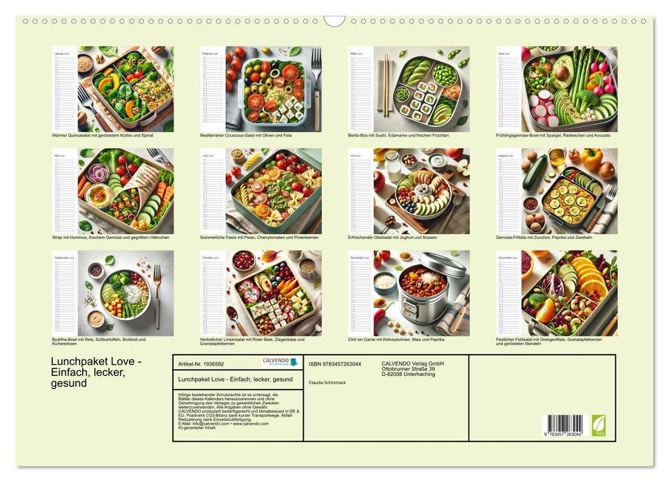 Lunchpaket Love - Einfach, lecker, gesund (CALVENDO Wandkalender 2026)