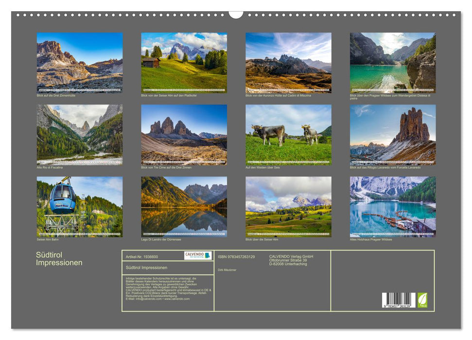 Südtirol Impressionen (CALVENDO Wandkalender 2026)