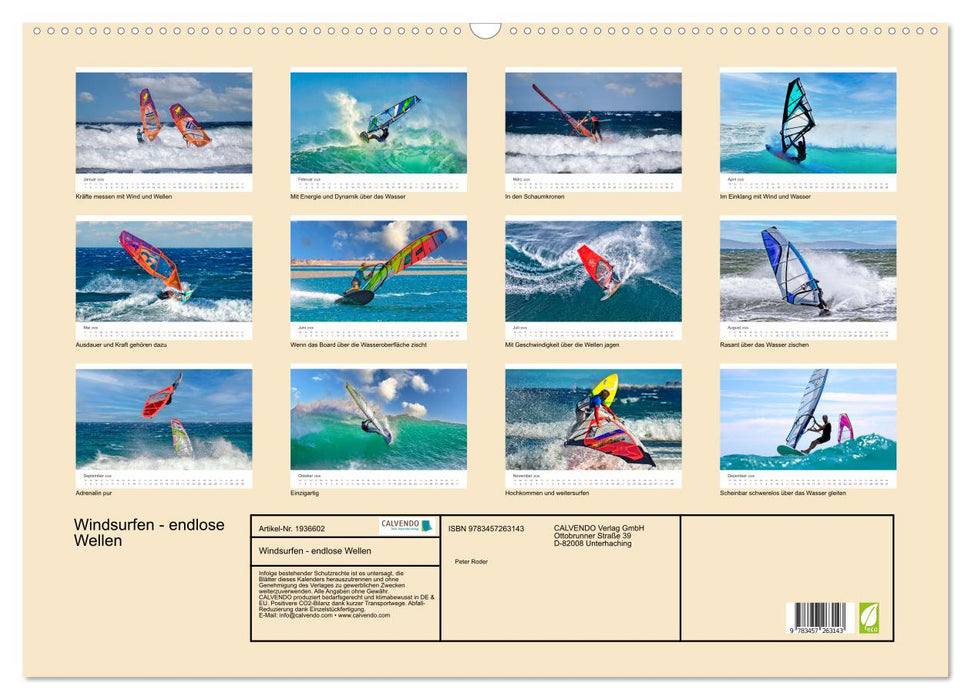 Windsurfen - endlose Wellen (CALVENDO Wandkalender 2026)