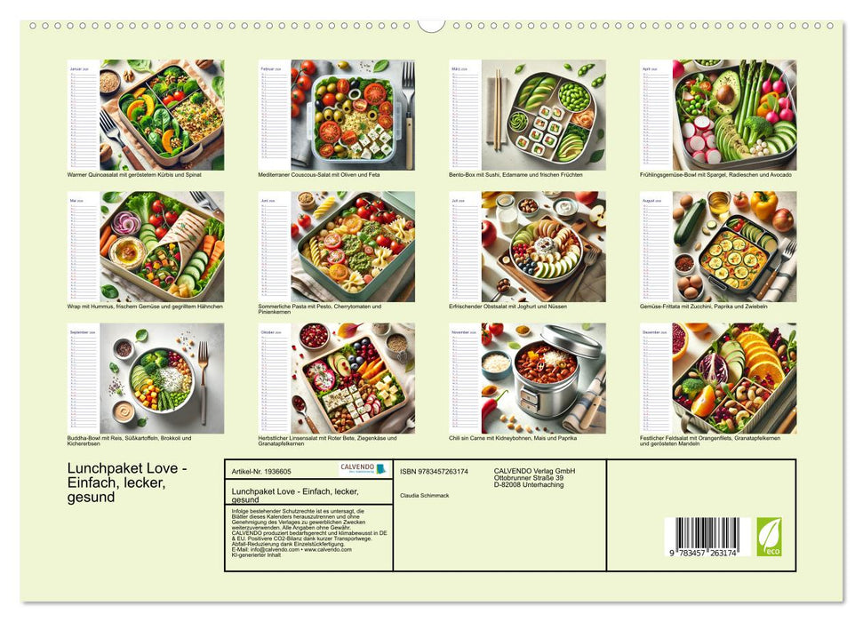 Lunchpaket Love - Einfach, lecker, gesund (CALVENDO Premium Wandkalender 2026)