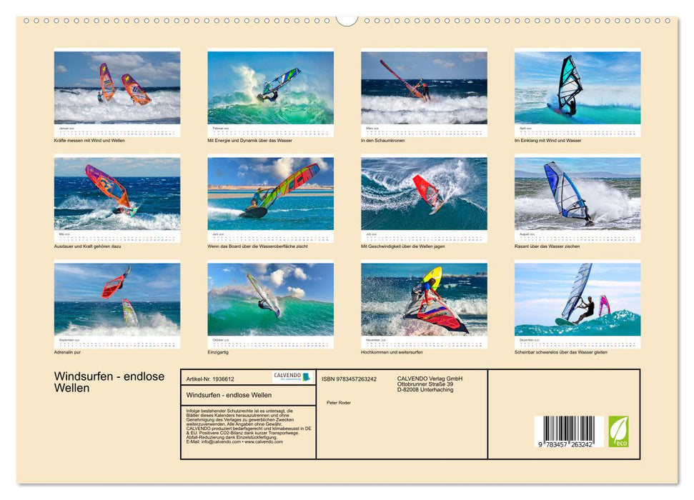 Windsurfen - endlose Wellen (CALVENDO Premium Wandkalender 2026)