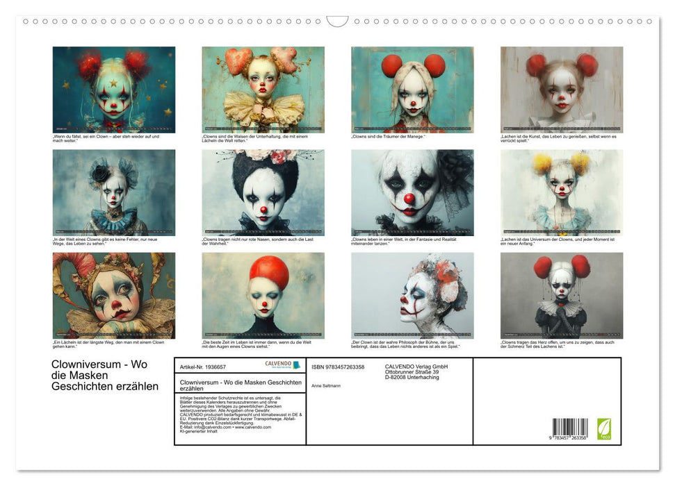 Clowniversum - Wo die Masken Geschichten erzählen (CALVENDO Wandkalender 2026)