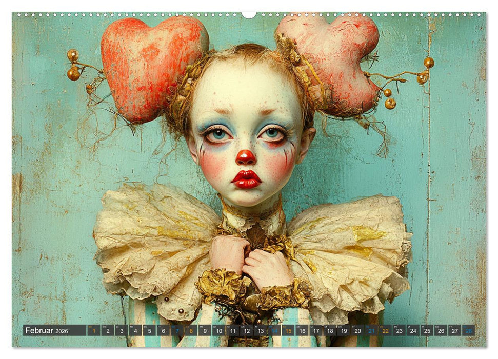 Clowniversum - Wo die Masken Geschichten erzählen (CALVENDO Wandkalender 2026)