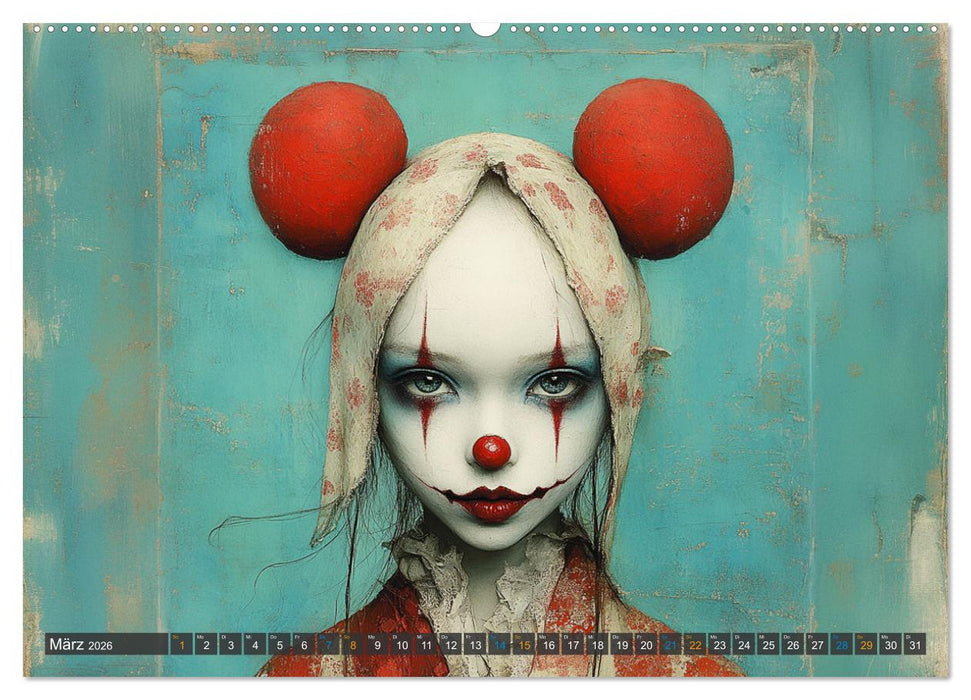 Clowniversum - Wo die Masken Geschichten erzählen (CALVENDO Wandkalender 2026)