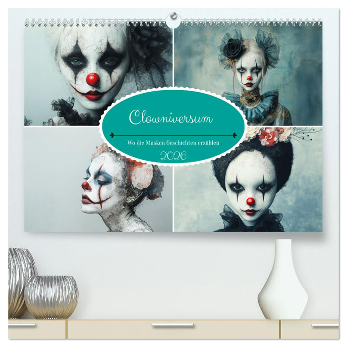 Clowniversum - Wo die Masken Geschichten erzählen (CALVENDO Premium Wandkalender 2026)