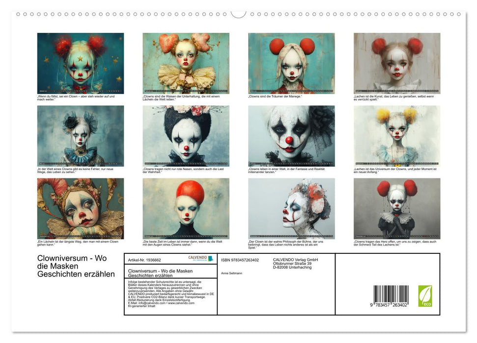 Clowniversum - Wo die Masken Geschichten erzählen (CALVENDO Premium Wandkalender 2026)
