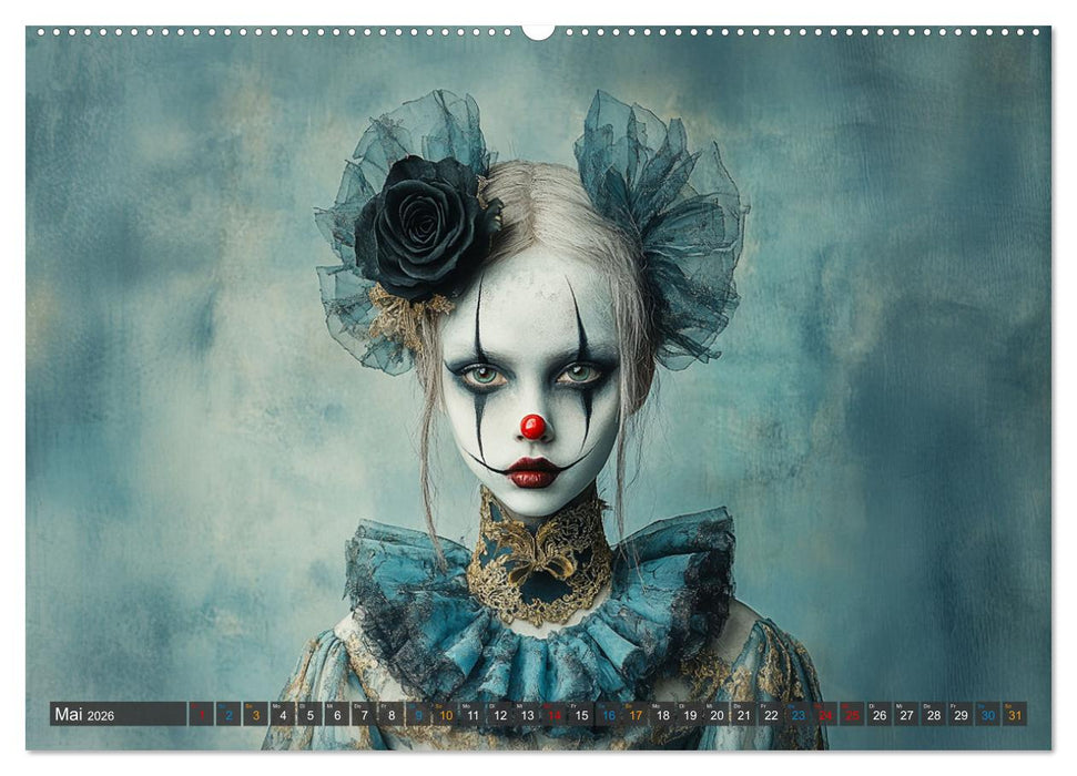 Clowniversum - Wo die Masken Geschichten erzählen (CALVENDO Premium Wandkalender 2026)