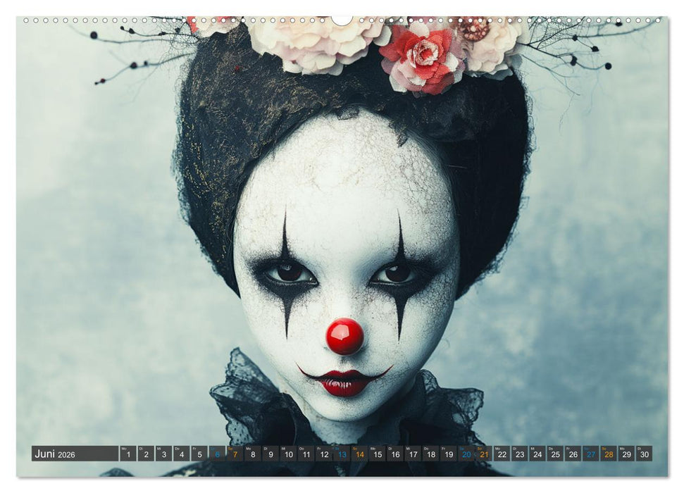 Clowniversum - Wo die Masken Geschichten erzählen (CALVENDO Premium Wandkalender 2026)