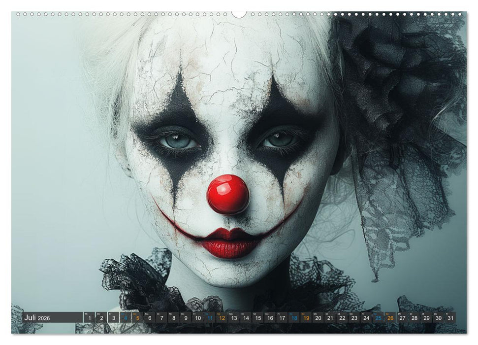Clowniversum - Wo die Masken Geschichten erzählen (CALVENDO Premium Wandkalender 2026)