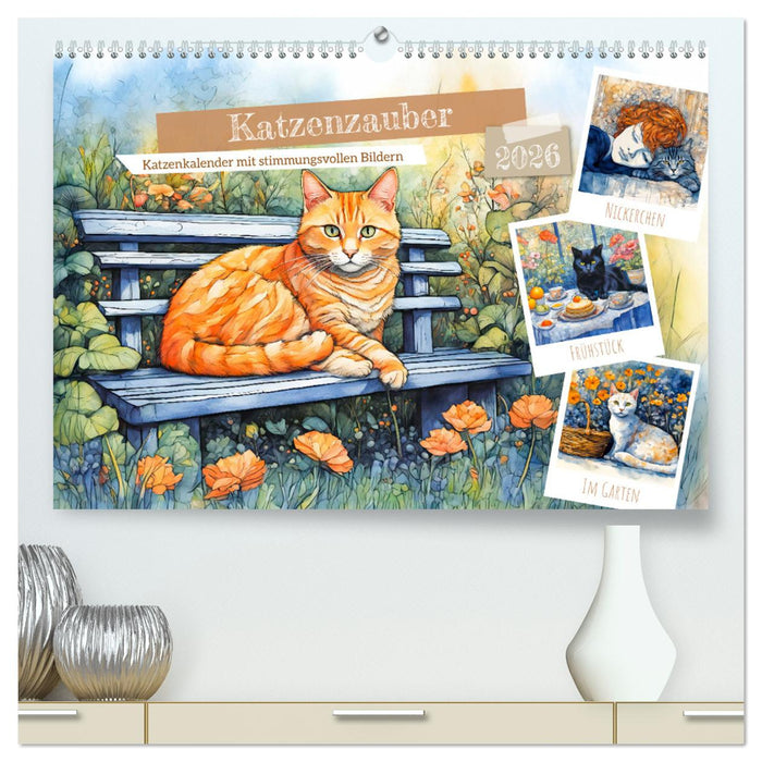 Katzenzauber - Katzenkalender mit stimmungsvollen Bildern (CALVENDO Premium Wandkalender 2026)
