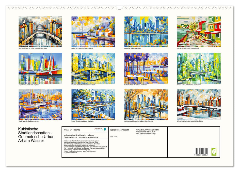 Kubistische Stadtlandschaften - Geometrische Urban Art am Wasser (CALVENDO Wandkalender 2026)