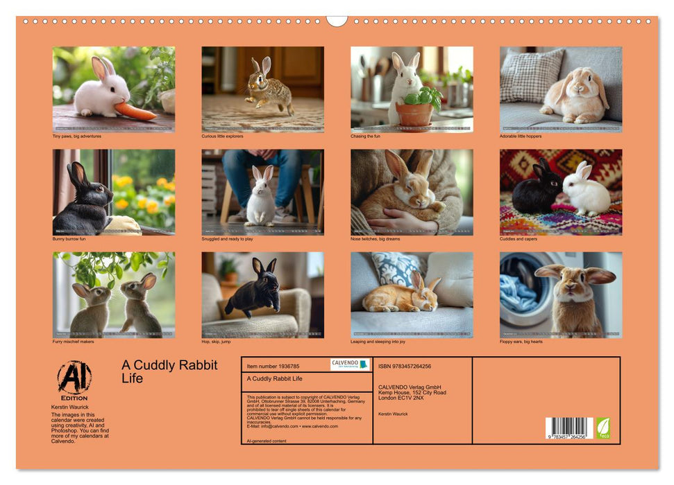 A Cuddly Rabbit Life (CALVENDO Monthly Calendar 2026)