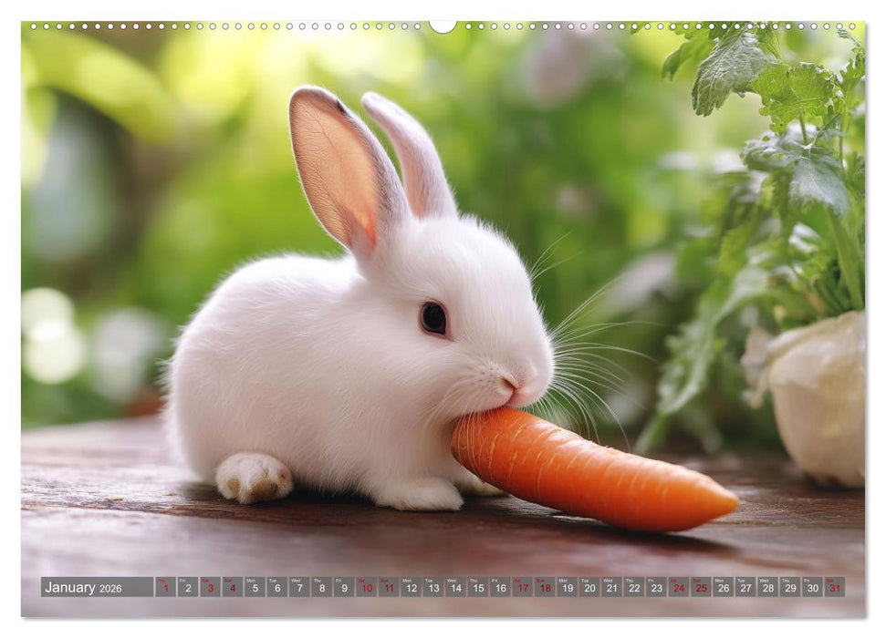 A Cuddly Rabbit Life (CALVENDO Monthly Calendar 2026)