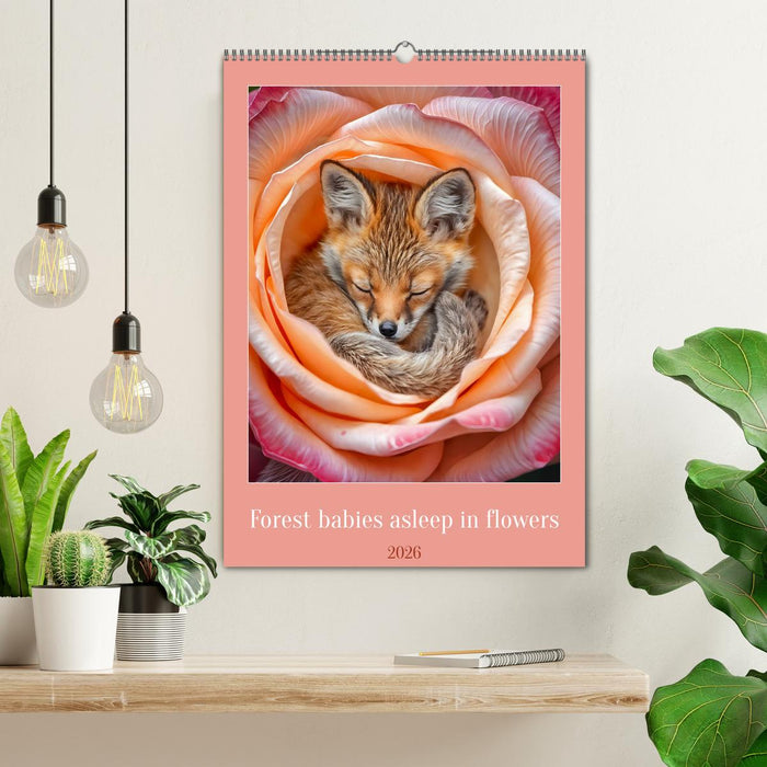 Forest babies asleep in flowers (CALVENDO Monthly Calendar 2026)