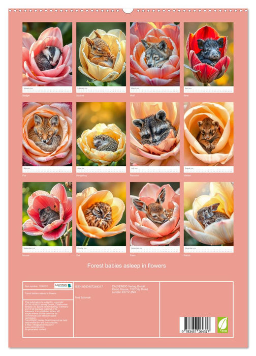Forest babies asleep in flowers (CALVENDO Premium-Calendar 2026)