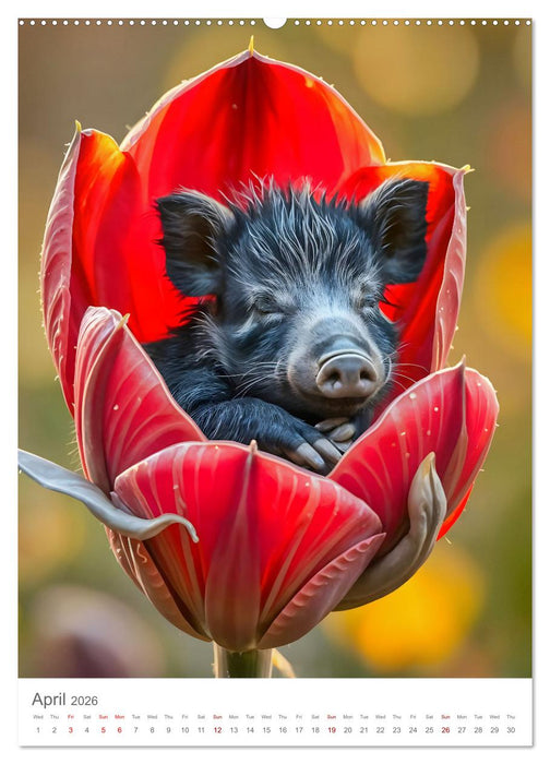 Forest babies asleep in flowers (CALVENDO Premium-Calendar 2026)