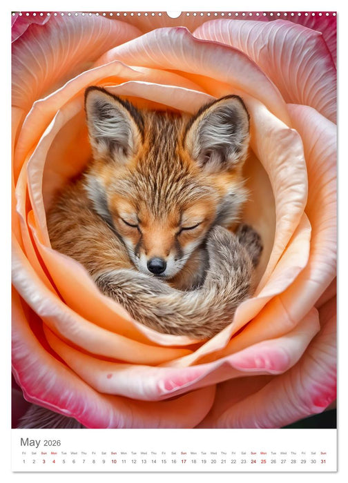 Forest babies asleep in flowers (CALVENDO Premium-Calendar 2026)