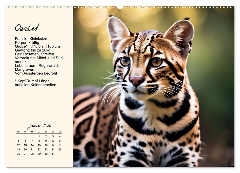 Zwölf Raubkatzen im Portrait (CALVENDO Wandkalender 2026)