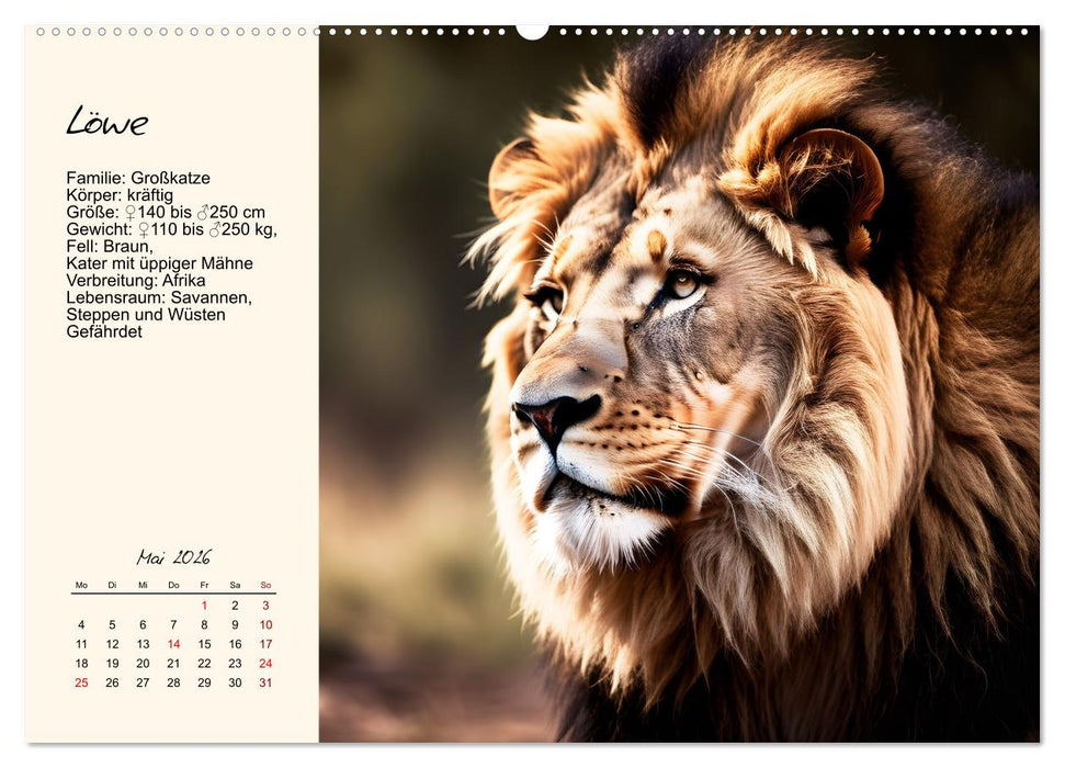 Zwölf Raubkatzen im Portrait (CALVENDO Wandkalender 2026)