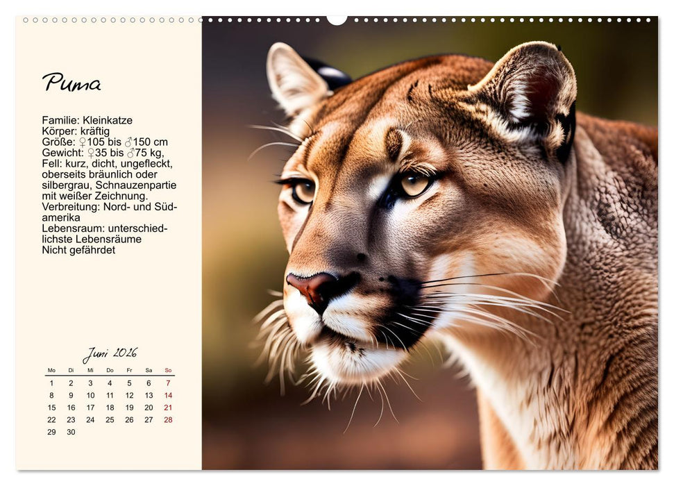 Zwölf Raubkatzen im Portrait (CALVENDO Wandkalender 2026)
