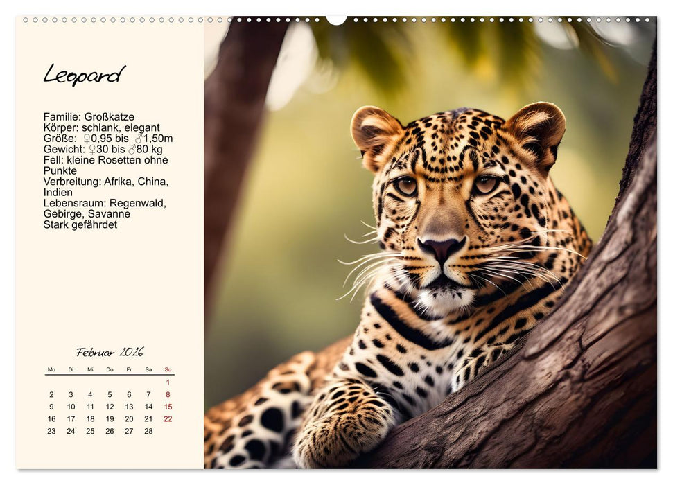 Zwölf Raubkatzen im Portrait (CALVENDO Premium Wandkalender 2026)
