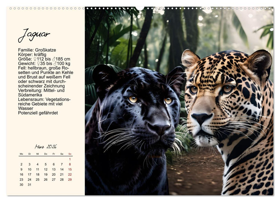 Zwölf Raubkatzen im Portrait (CALVENDO Premium Wandkalender 2026)