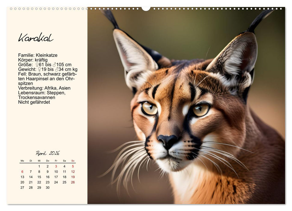 Zwölf Raubkatzen im Portrait (CALVENDO Premium Wandkalender 2026)