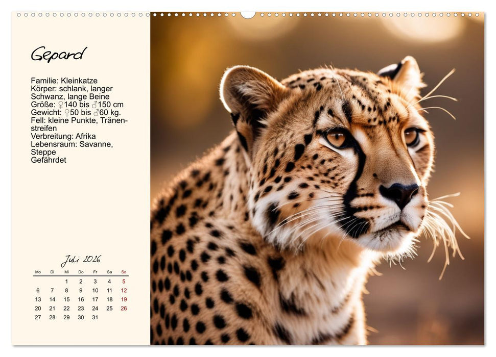 Zwölf Raubkatzen im Portrait (CALVENDO Premium Wandkalender 2026)