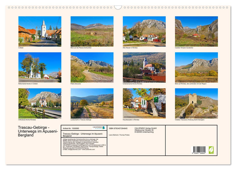 Trascau-Gebirge - Unterwegs im Apuseni-Bergland (CALVENDO Wandkalender 2026)