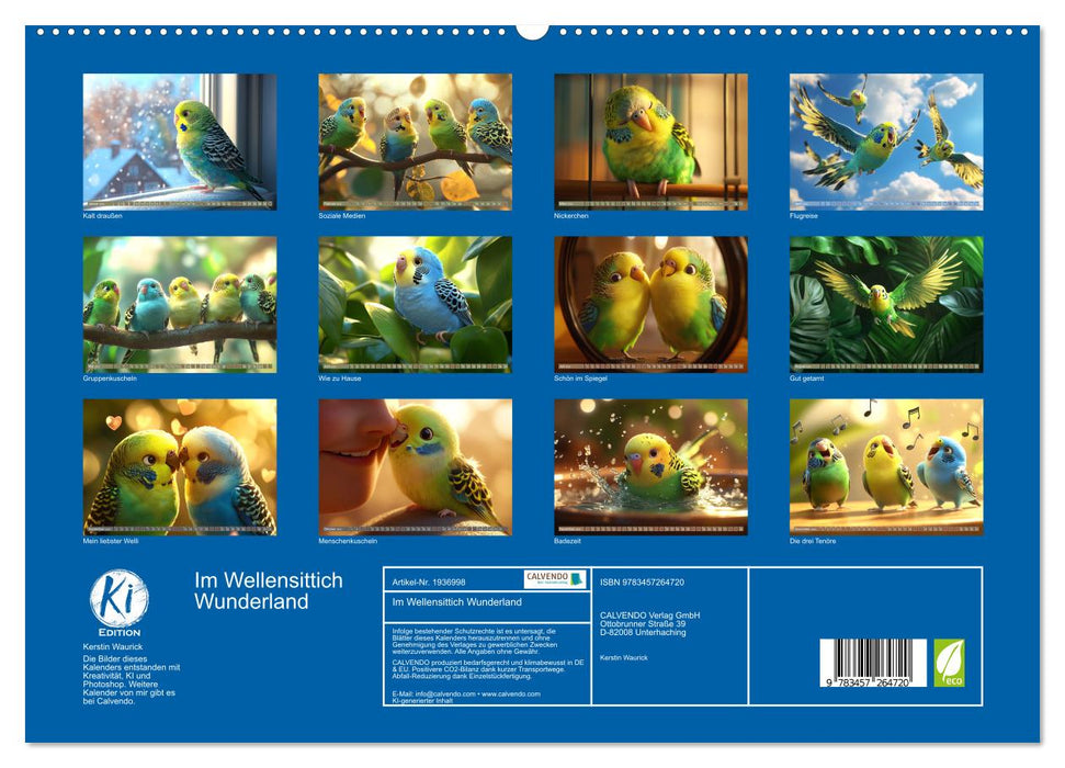 Im Wellensittich Wunderland (CALVENDO Premium Wandkalender 2026)