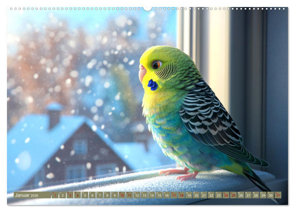 Im Wellensittich Wunderland (CALVENDO Premium Wandkalender 2026)