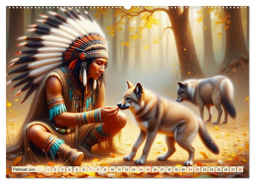 Spirituelle Begleiter - Indianer und Tiere im Einklang (CALVENDO Wandkalender 2026)