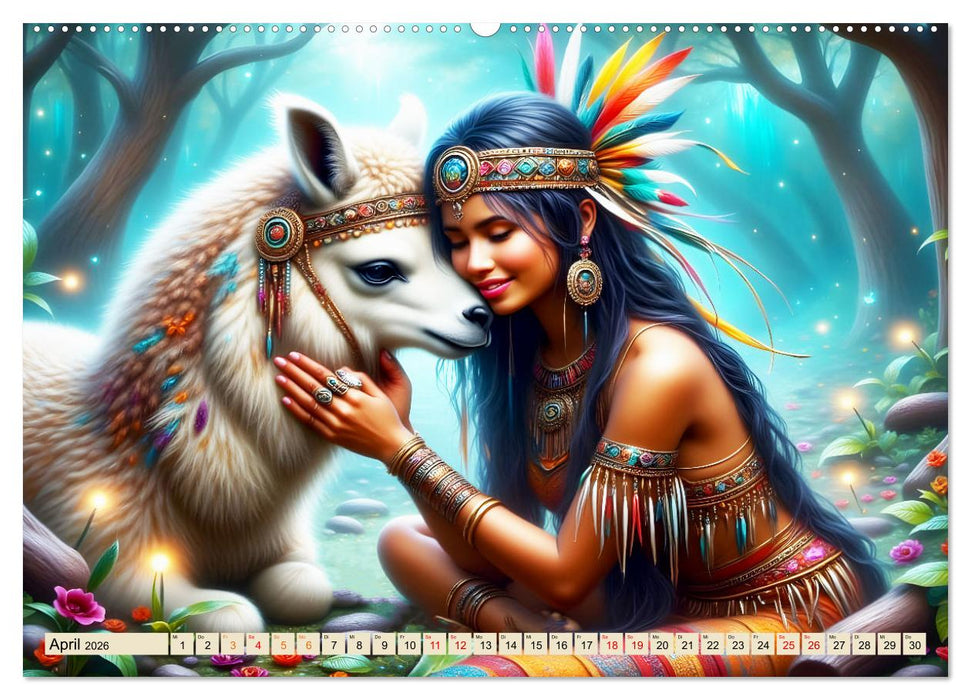 Spirituelle Begleiter - Indianer und Tiere im Einklang (CALVENDO Wandkalender 2026)