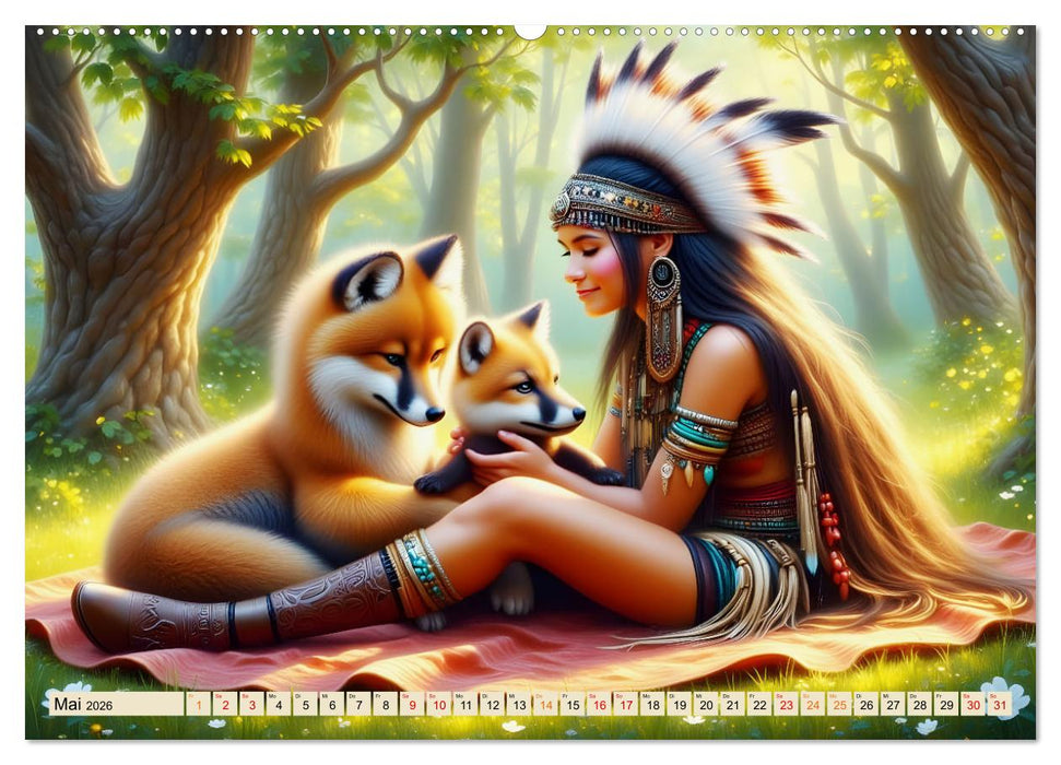 Spirituelle Begleiter - Indianer und Tiere im Einklang (CALVENDO Wandkalender 2026)