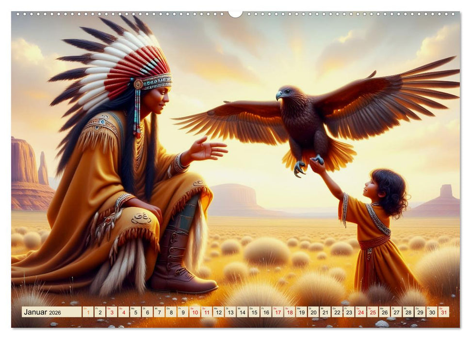 Spirituelle Begleiter - Indianer und Tiere im Einklang (CALVENDO Premium Wandkalender 2026)
