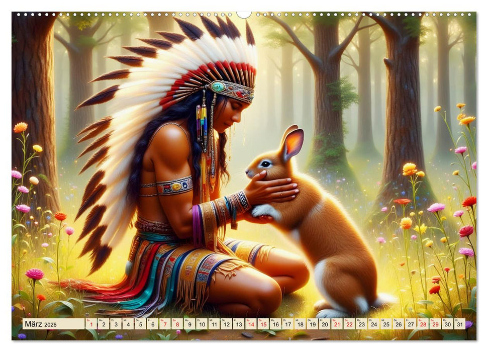Spirituelle Begleiter - Indianer und Tiere im Einklang (CALVENDO Premium Wandkalender 2026)