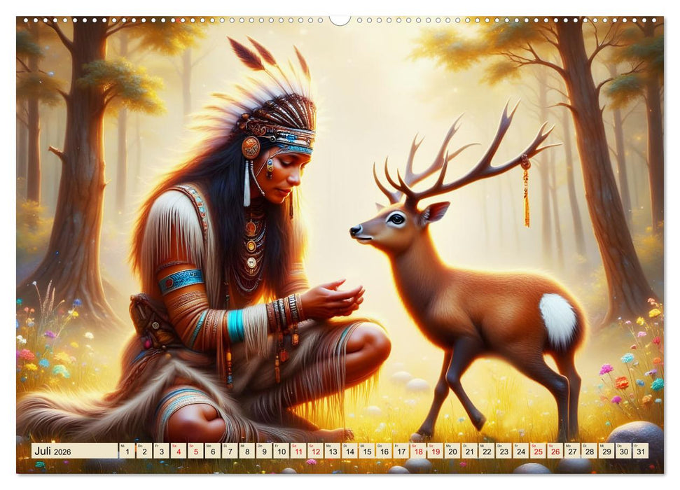 Spirituelle Begleiter - Indianer und Tiere im Einklang (CALVENDO Premium Wandkalender 2026)