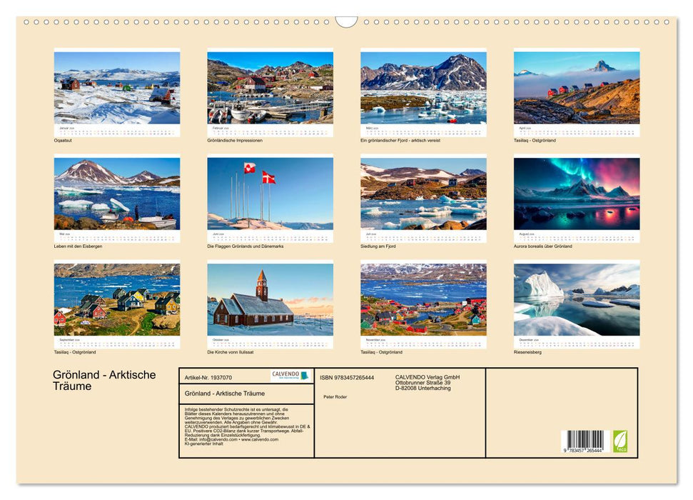 Grönland - Arktische Träume (CALVENDO Wandkalender 2026)